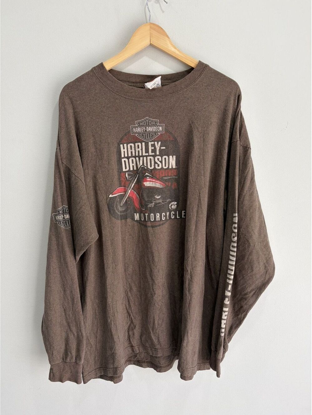 Vintage Harley Davidson Longsleeve Shirt Brown xxl